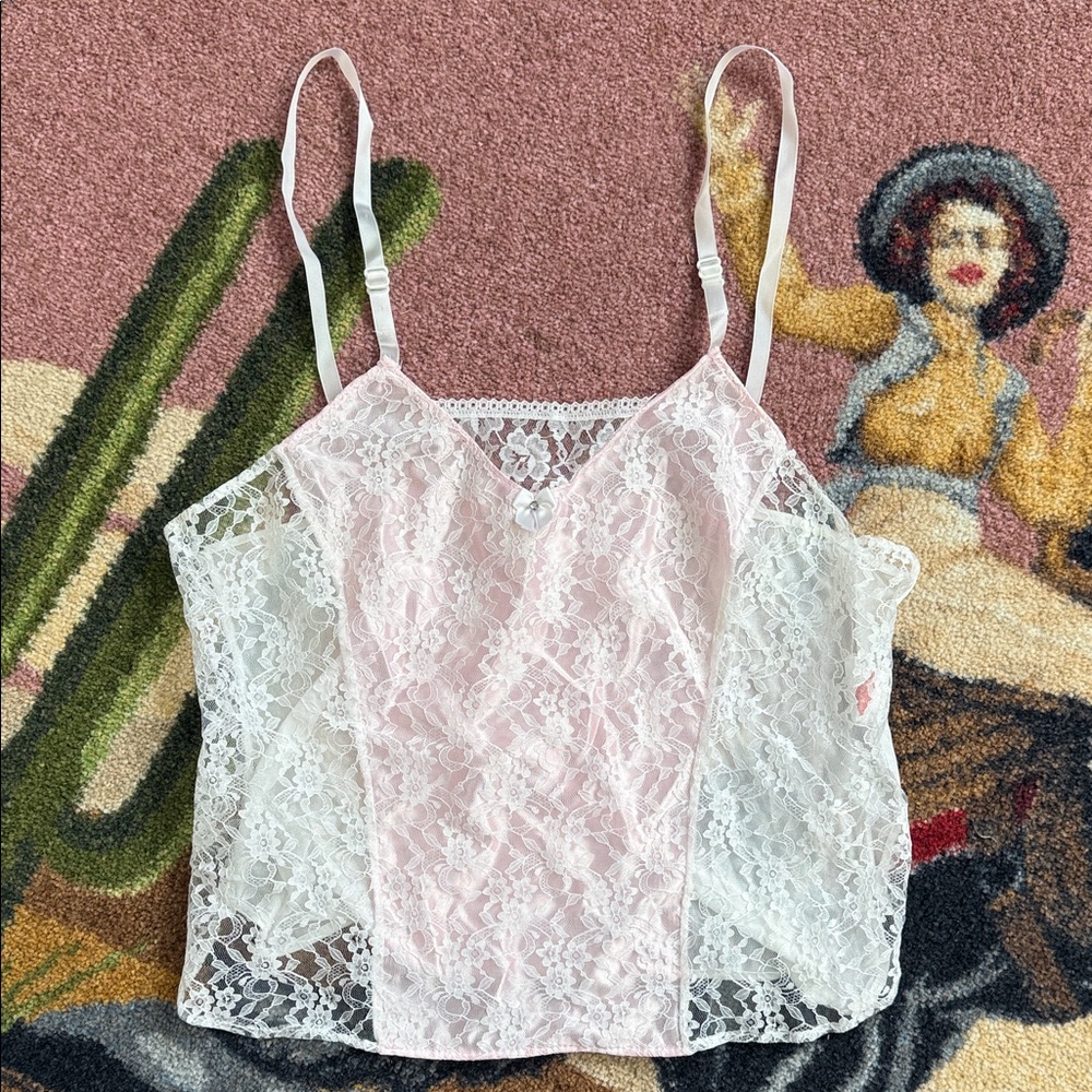 VINTAGE LINGERIE LACE TANK TOP